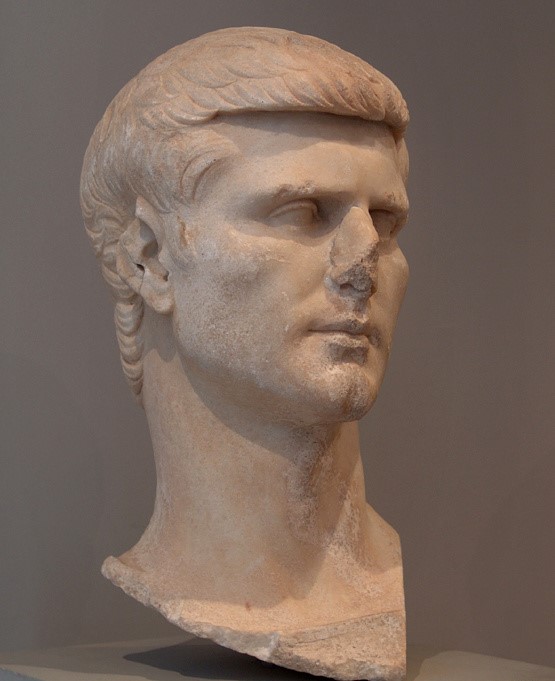 A bust of Gaius Asinius Pollio, a Roman soldier and politician who was with Caesar at the Rubicon.