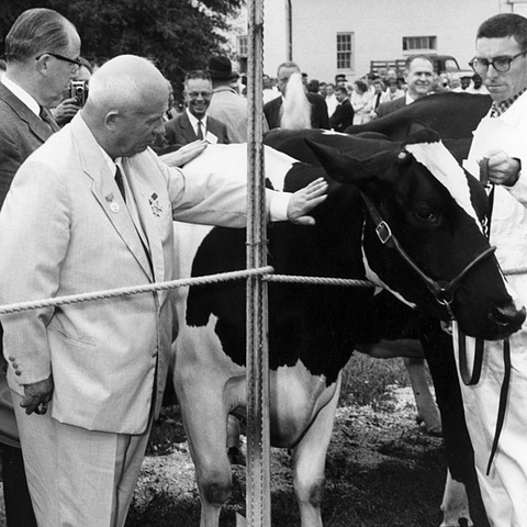 Khrushchev during his visit to the Agricultural Research Service Center in Maryland.