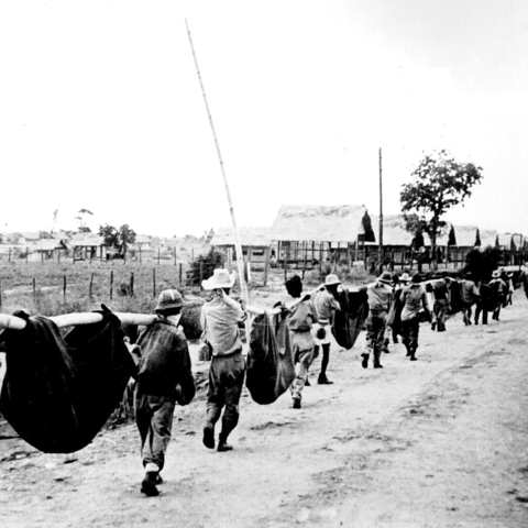 Burial detail at Camp O'Donnell after the Bataan Death March
