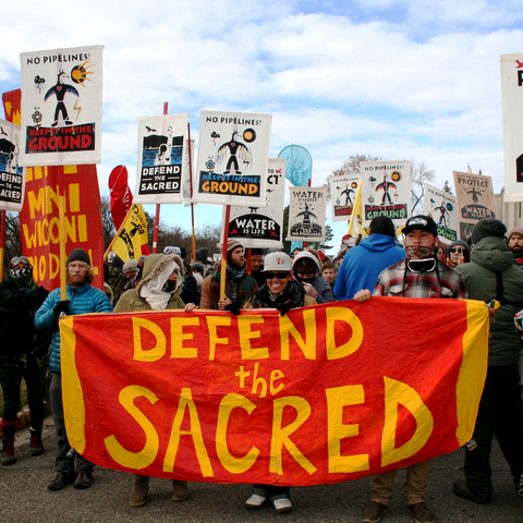 A 2016 protest over the Dakota Access Pipeline.