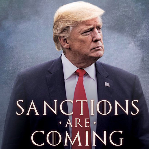 Donald Trump with words Sanctions are Coming